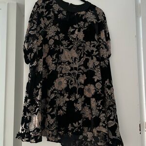 Free People Floral Black and Beige Dress